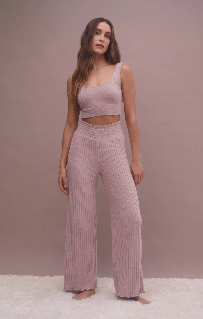 Z Supply Dawn Smocked Rib Pant, Violet Heather | Designed in the USA