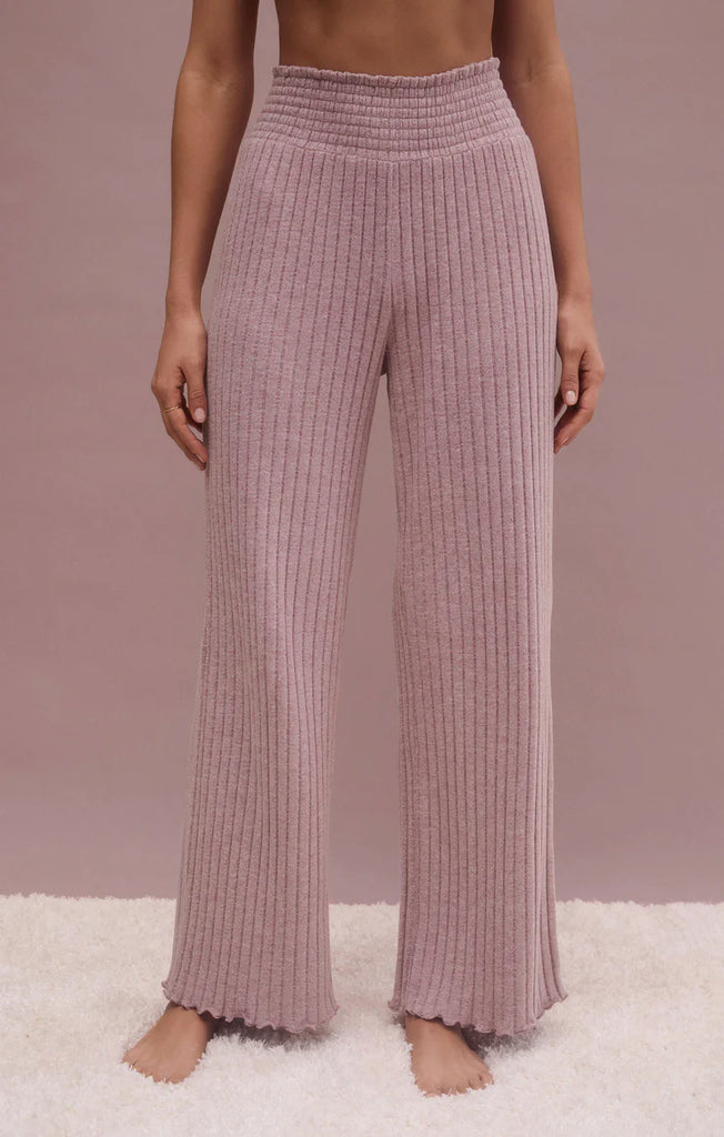 Z Supply Dawn Smocked Rib Pant, Violet Heather | Designed in the USA