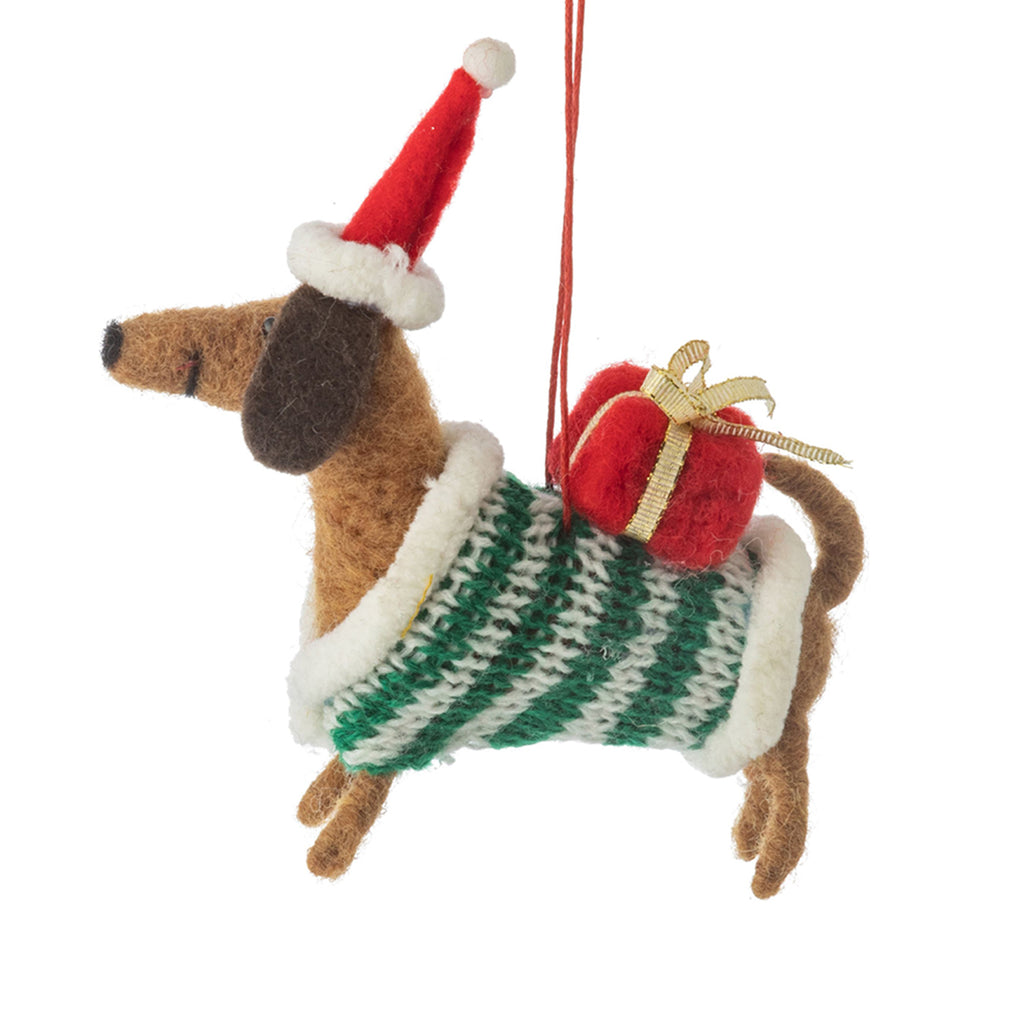 Felted Ornament | Dachshund Party Dogs, Sweater