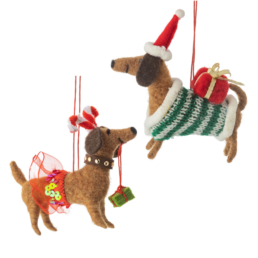 Felted Ornament | Dachshund Party Dogs