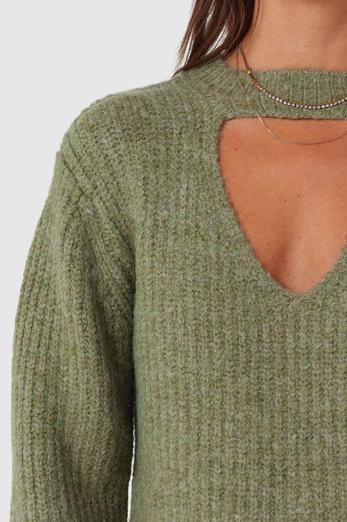 Madison the Label Delta Knit Sweater, Khaki | Designed in Australia