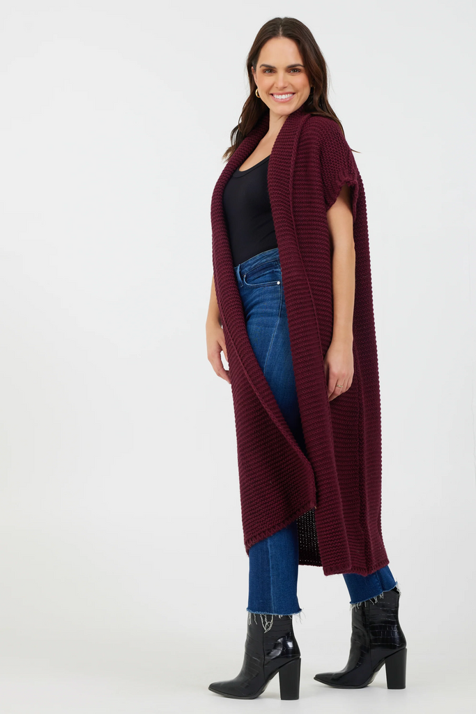 Suzy D London Fernando Chunky Knit Gilet | Merlot, Made in Italy