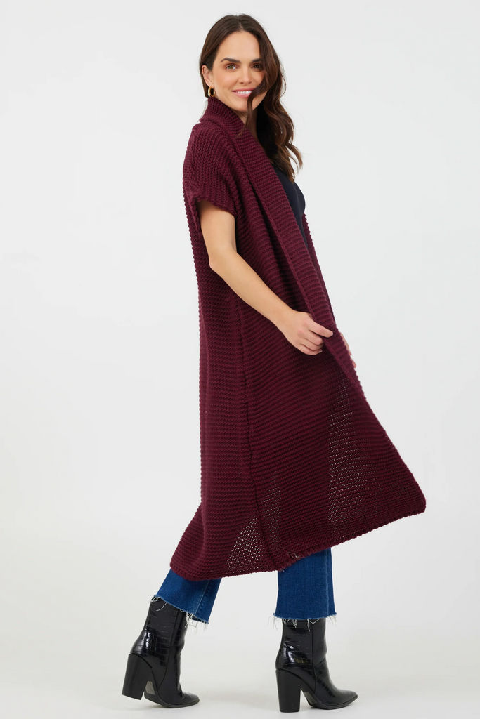 Suzy D London Fernando Chunky Knit Gilet | Merlot, Made in Italy