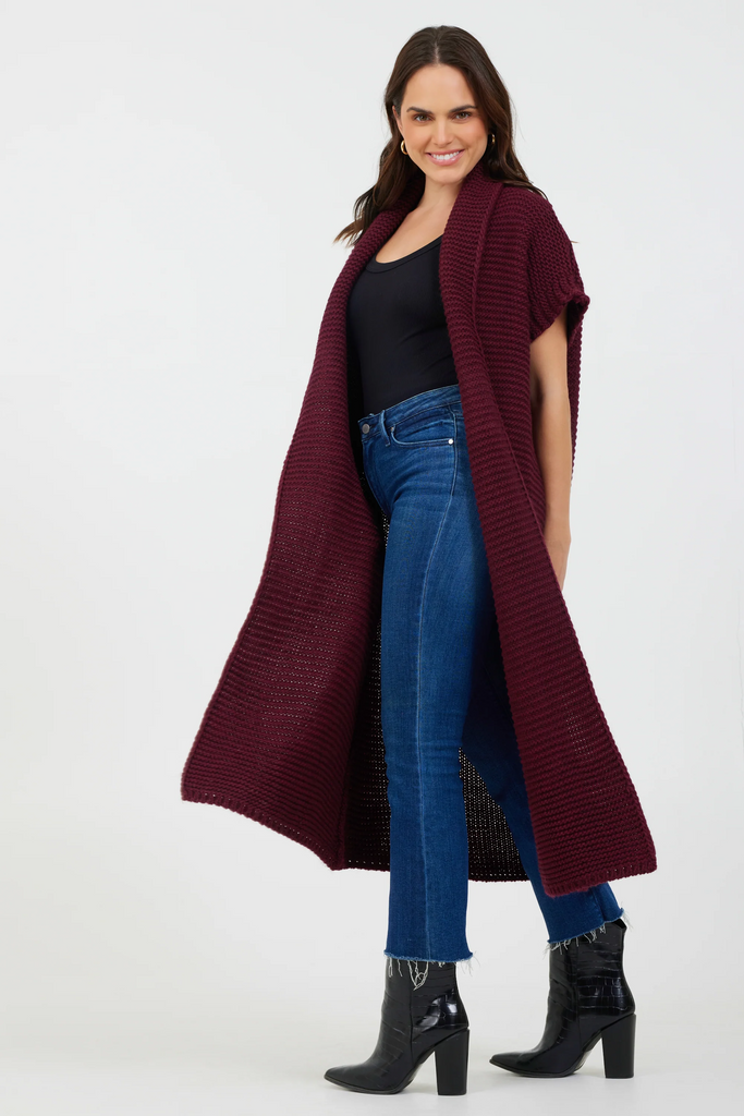 Suzy D London Fernando Chunky Knit Gilet | Merlot, Made in Italy