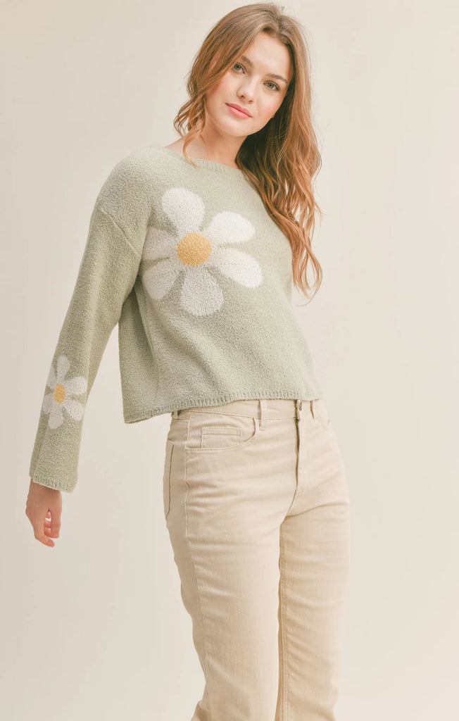 Sadie and Sage Flower Market Sweater, Pistachio | Designed in the USA