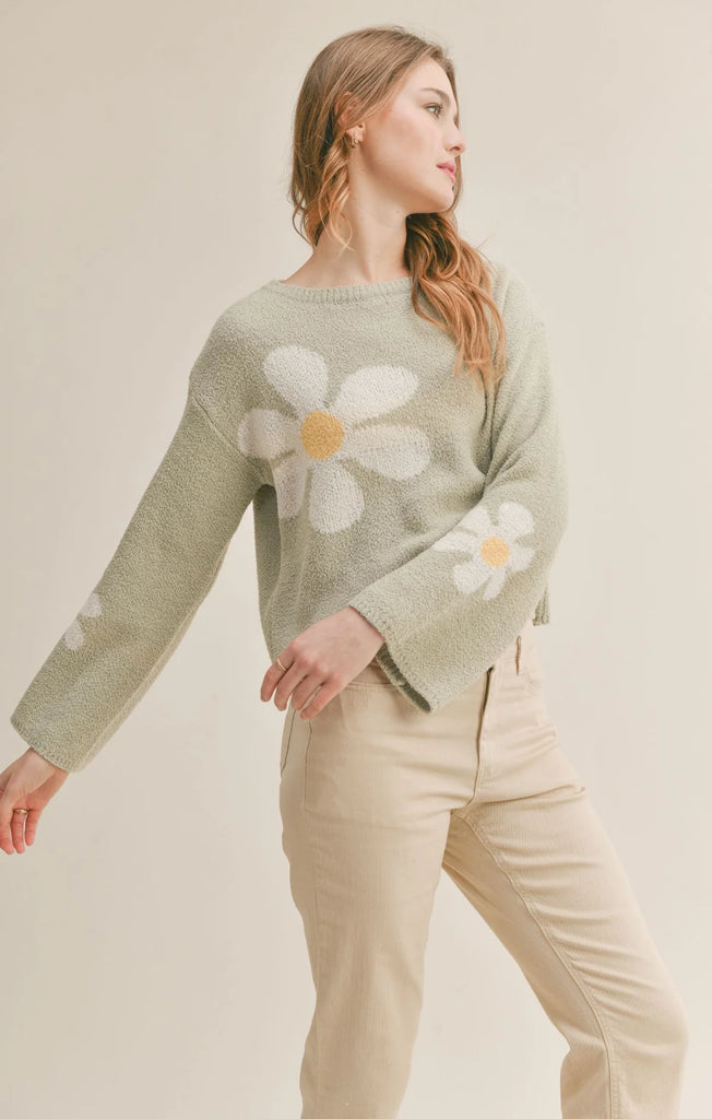 Sadie and Sage Flower Market Sweater, Pistachio | Designed in the USA