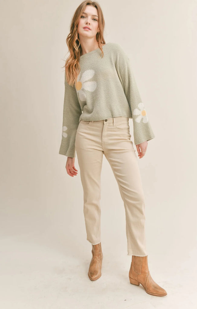 Sadie and Sage Flower Market Sweater, Pistachio | Designed in the USA