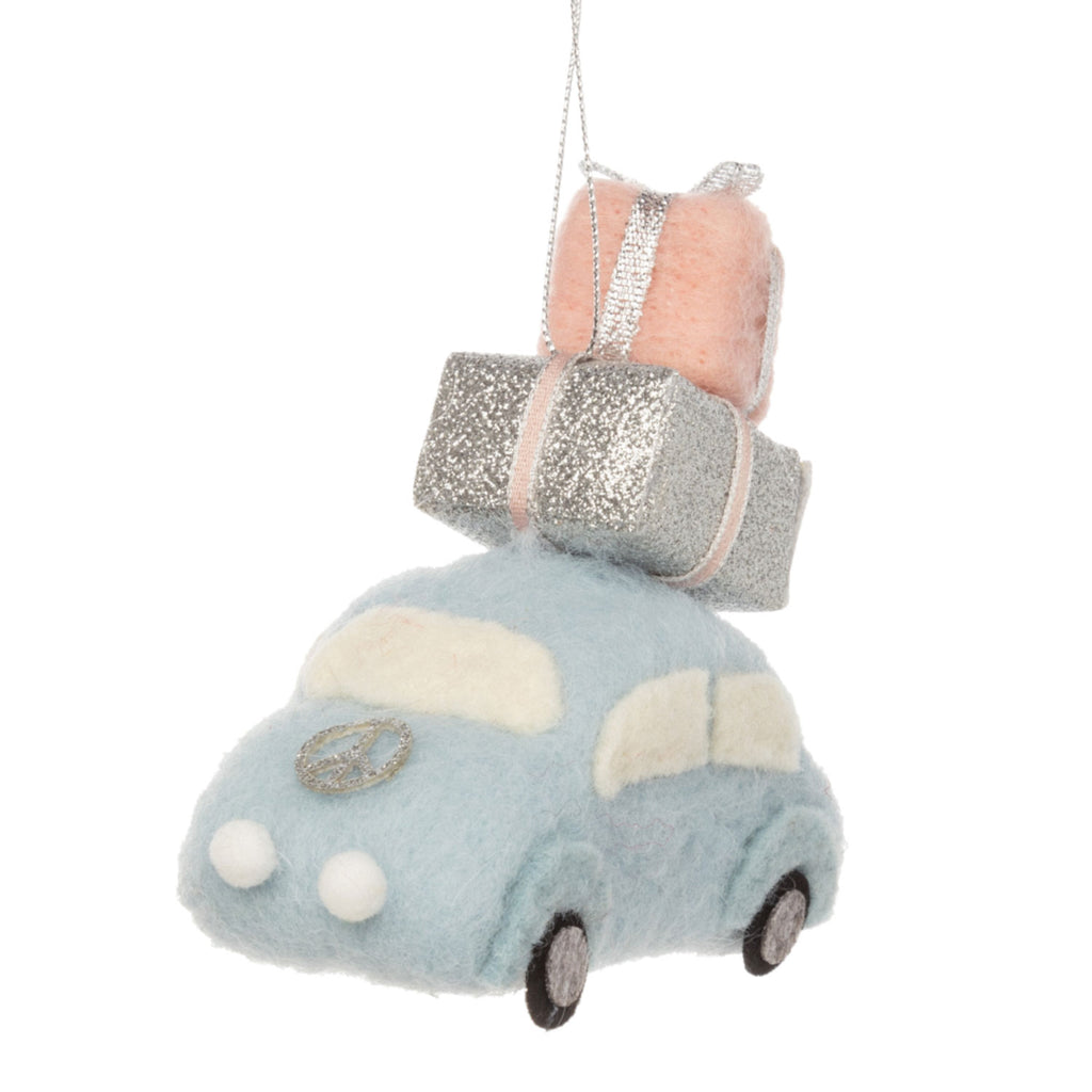 Felted Ornament Car with Gifts