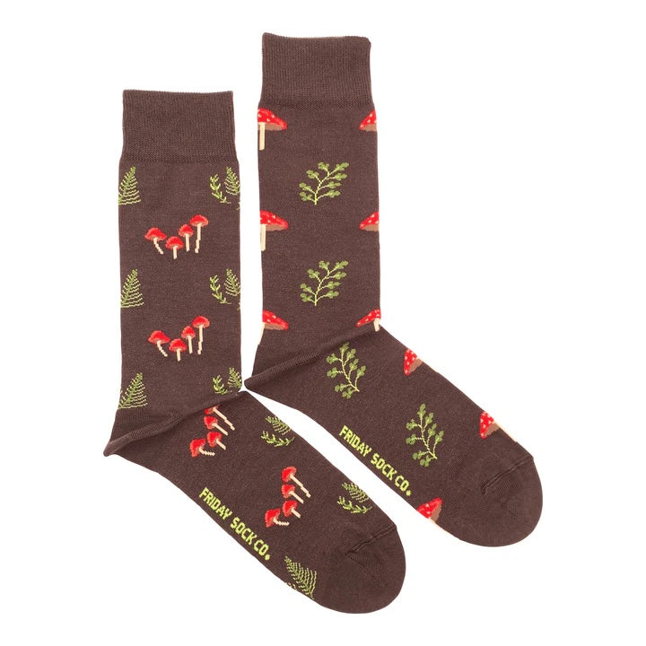 Friday Sock Co. Men's Mismatched Socks | Mushroom Forest Made in Italy