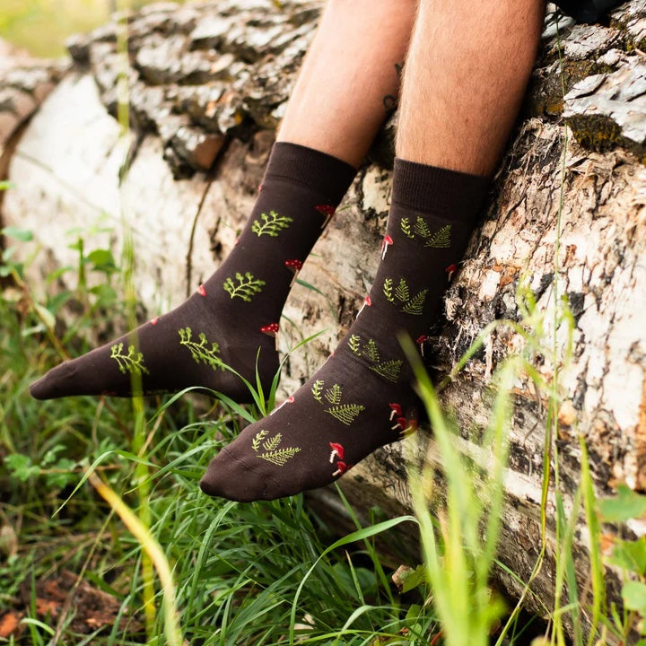 Friday Sock Co. Men's Mismatched Socks | Mushroom Forest Made in Italy