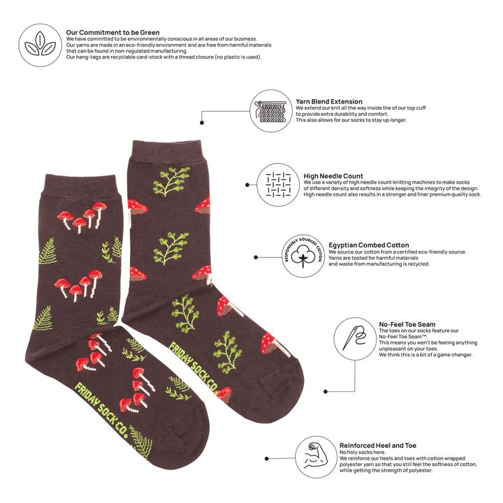 Friday Sock Co. Women's Mismatched Socks | Mushroom Forest