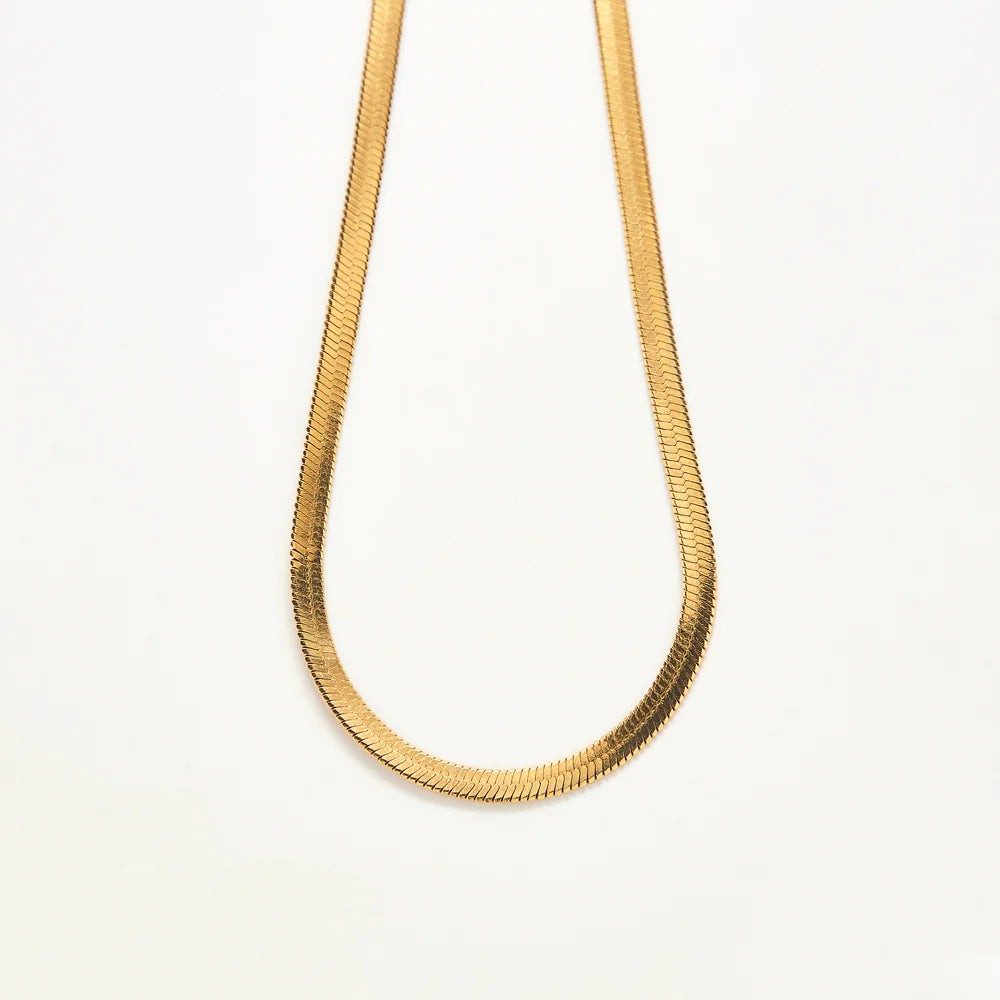  Admiral Row Herringbone Necklace, Gold | Handcrafted USA