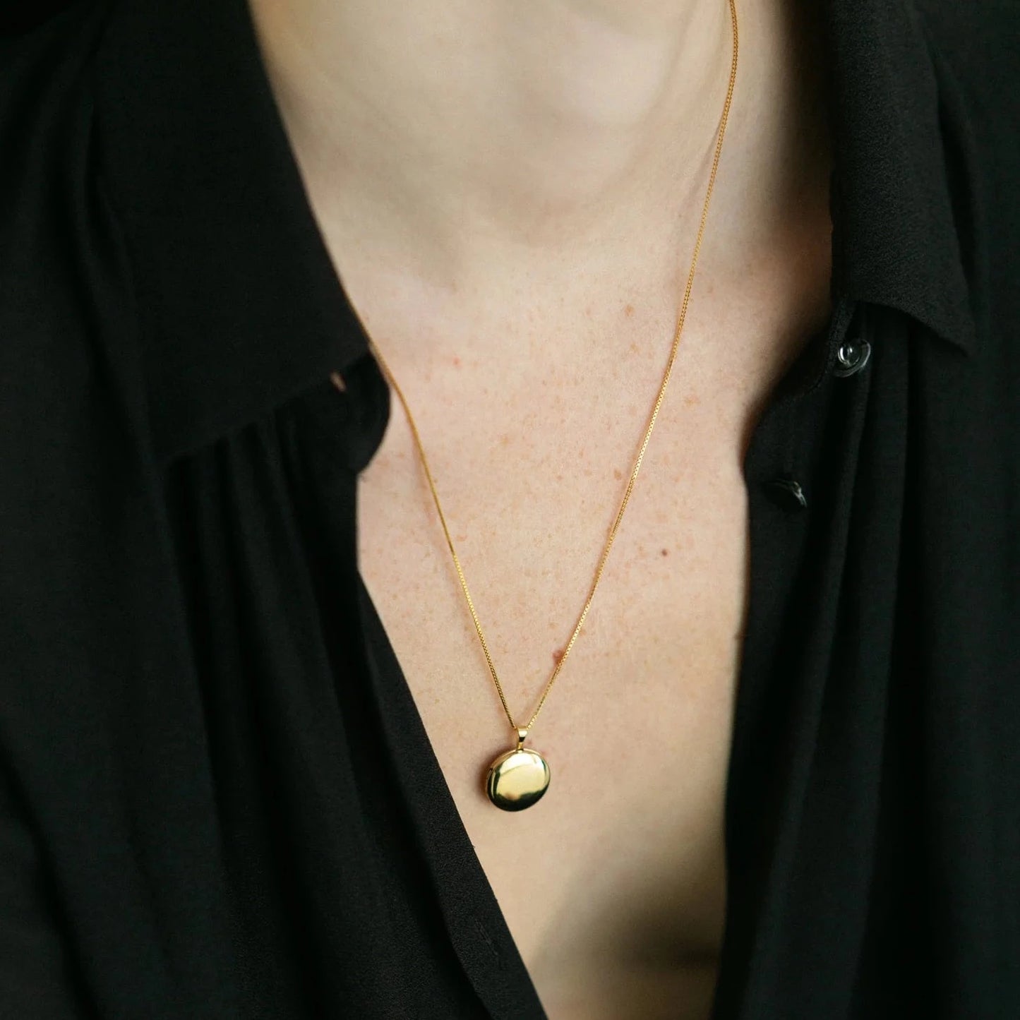 Lisbeth Jewelry Classic Round Locket Necklace | Gold Fill, Handmade