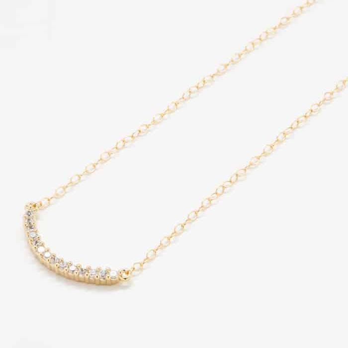 Admiral Row - Gold Pave Curved Bar Necklace