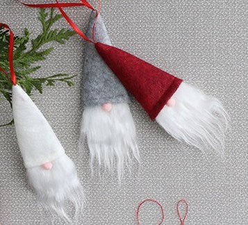 Mini Felted Gnome Ornaments - Solid Hats