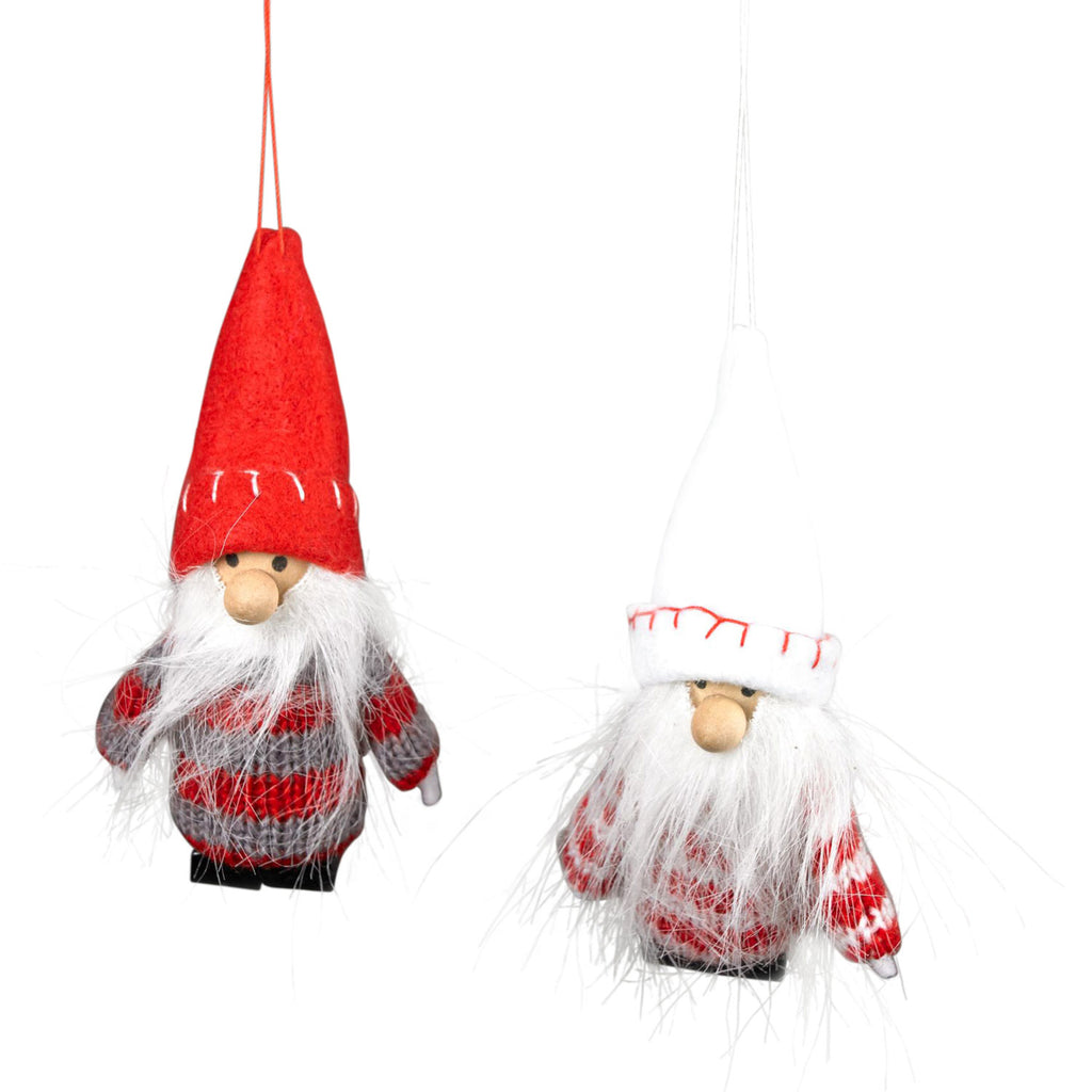 Felted Gnome Ornaments with Striped Sweaters