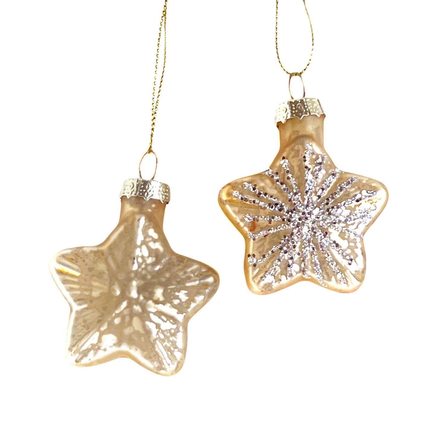 Glass Ornament - Fancy Little Star - Silver and Gold