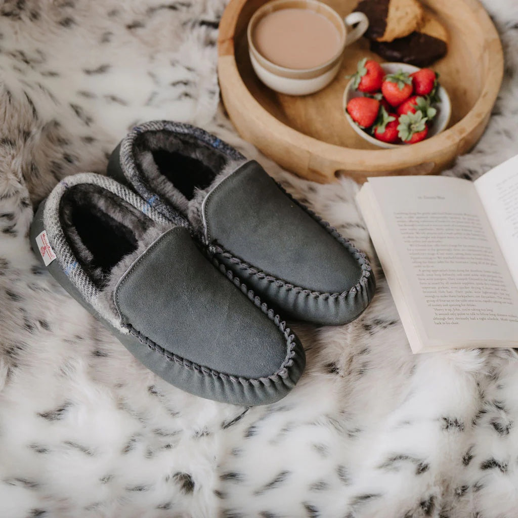 Bedroom Athletics Hanks Suede Moccasin Slipper | Grey