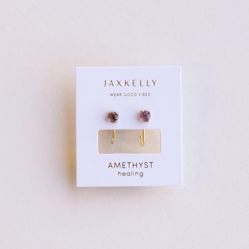 JaxKelly - Huggie Earrings - Amythest