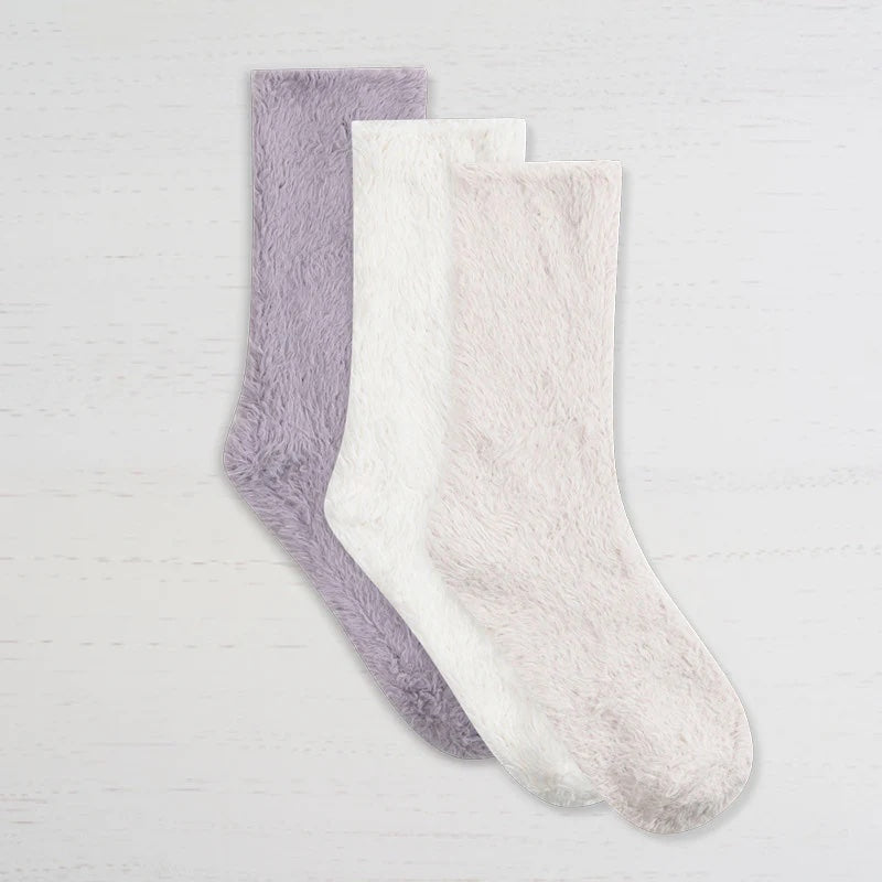 Lemon 3 Pack Women's Fur Cozy Crew Socks | Lilac