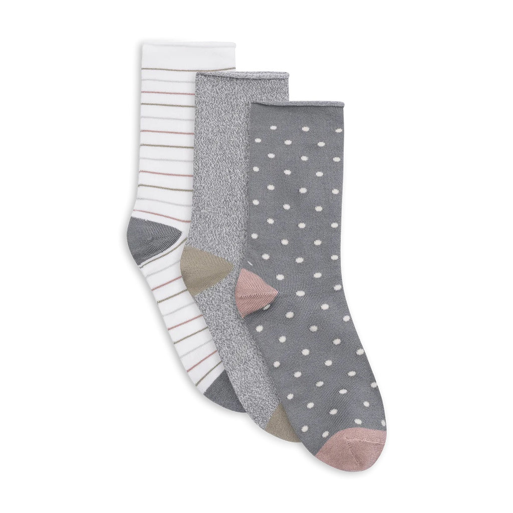 Lemon 3 Pack Women's Recycled Pillowy Crew Socks | Purple Grey