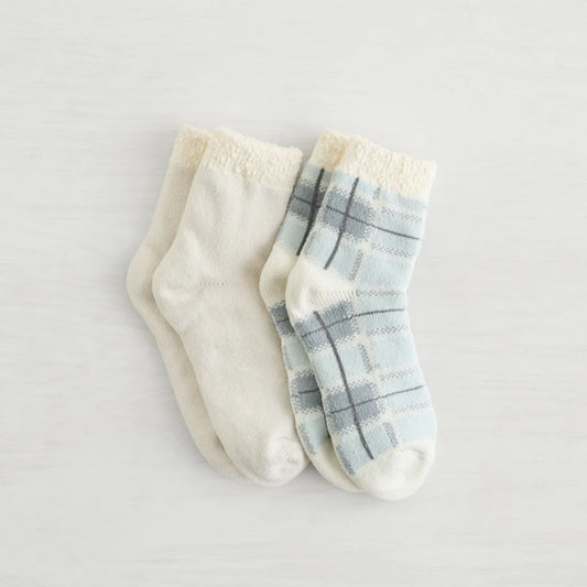 2 Pack Snow Day Double Layer Crew Socks - Blue
