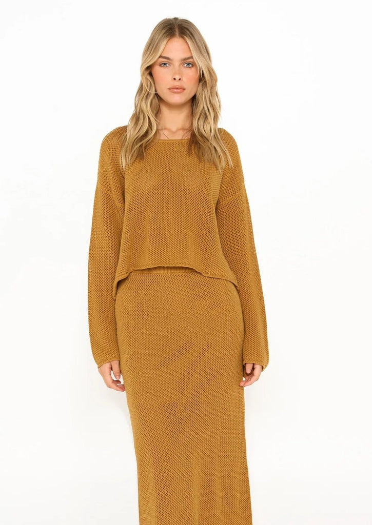 Lost in Lunar Everly Knit Top | Light Mustard, Designed in the USA