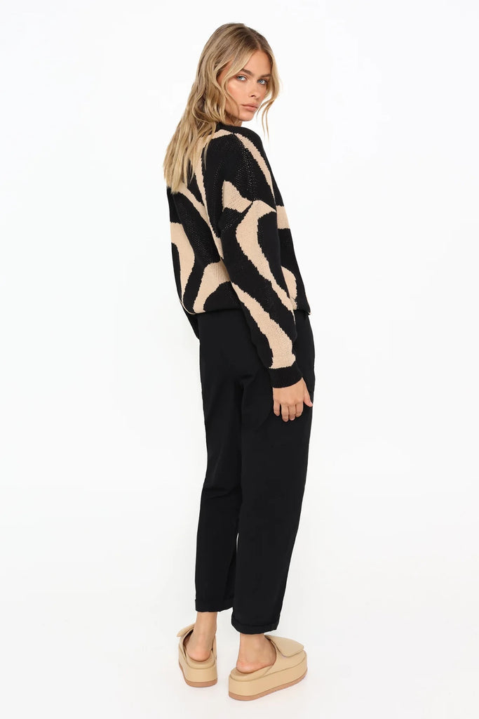 Lost in Lunar Shayla Knit Jumper | Black / Sand, Designed in the USA