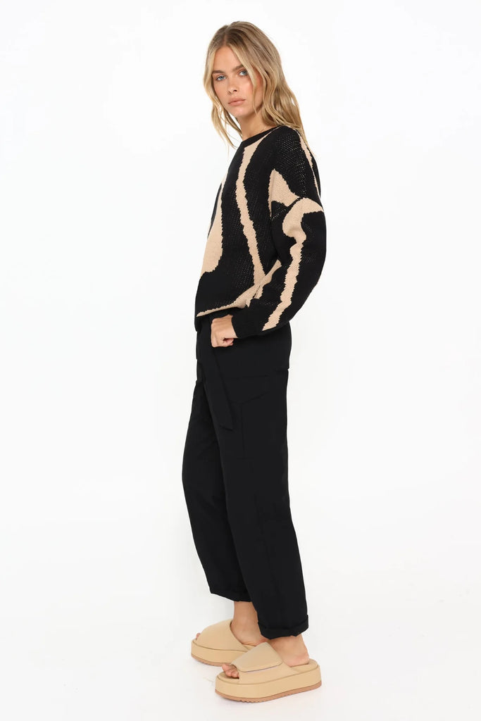 Lost in Lunar Shayla Knit Jumper | Black / Sand, Designed in the USA