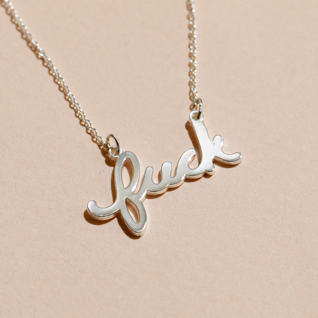 Larissa Loden Gold Plated Script Necklace - Fuck