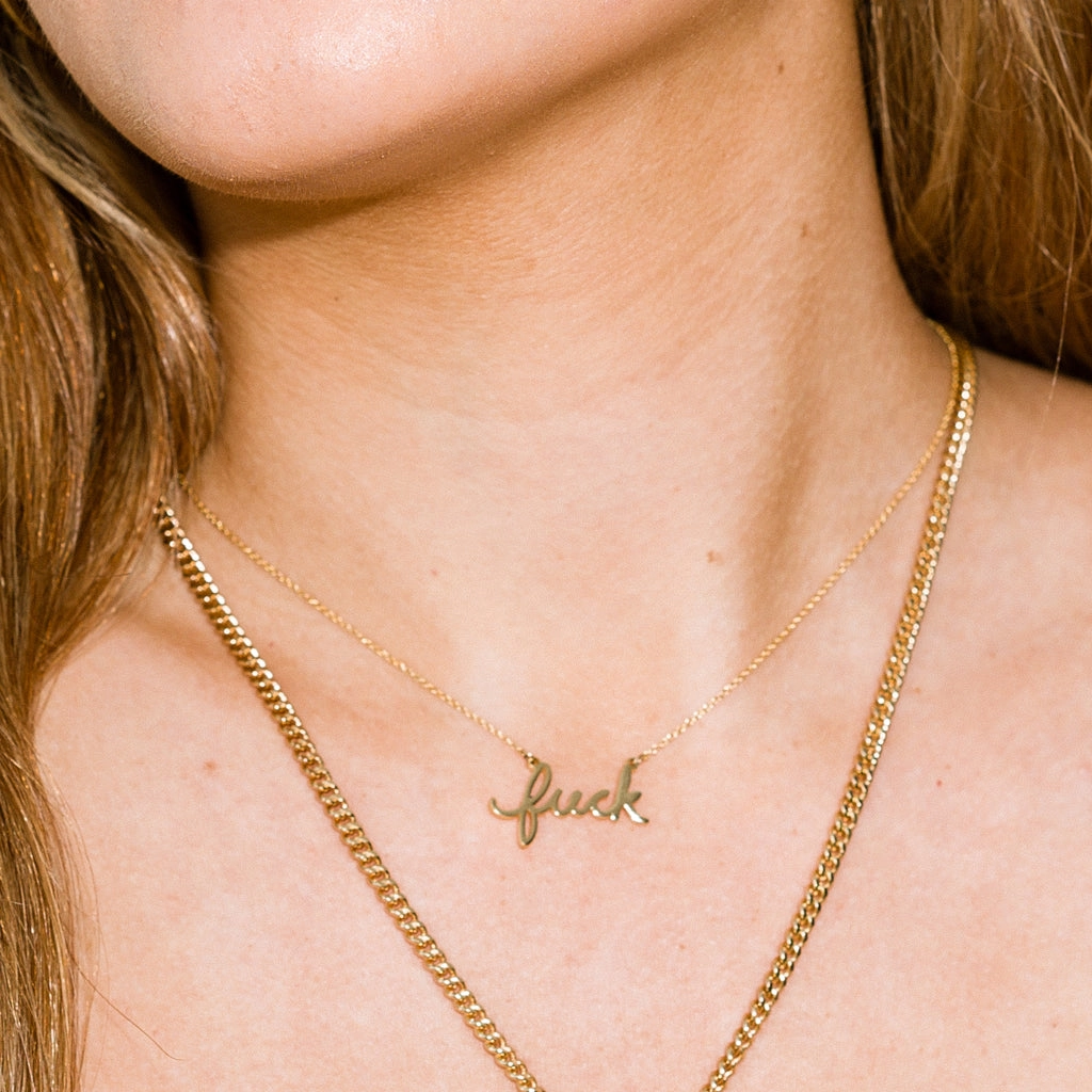 Larissa Loden Gold Plated Script Necklace - Fuck