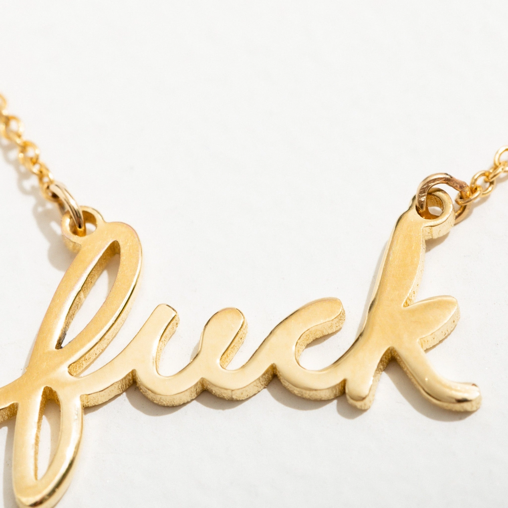 Larissa Loden Gold Plated Script Necklace - Fuck