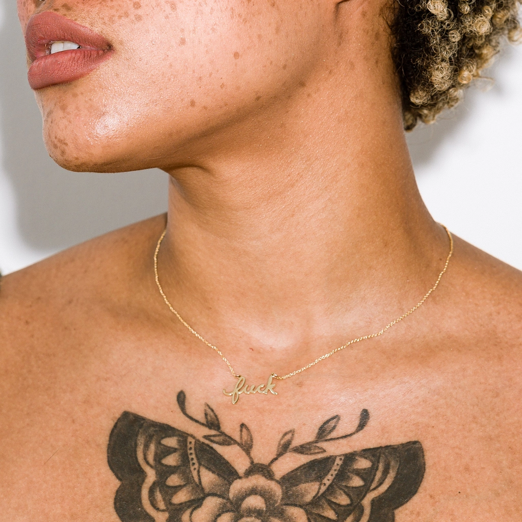 Larissa Loden Gold Plated Script Necklace - Fuck