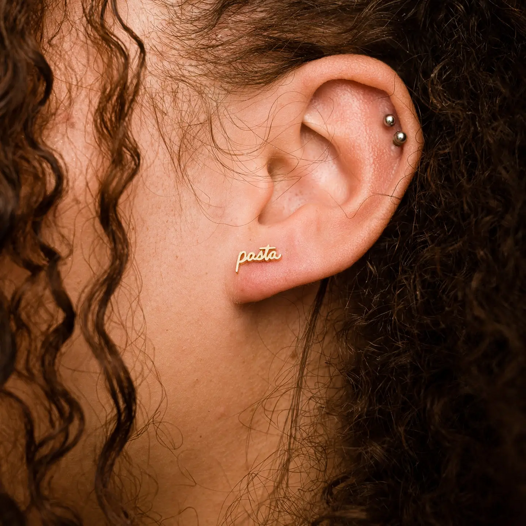 Larissa Loden Jewellery Pasta Script | Post Earrings