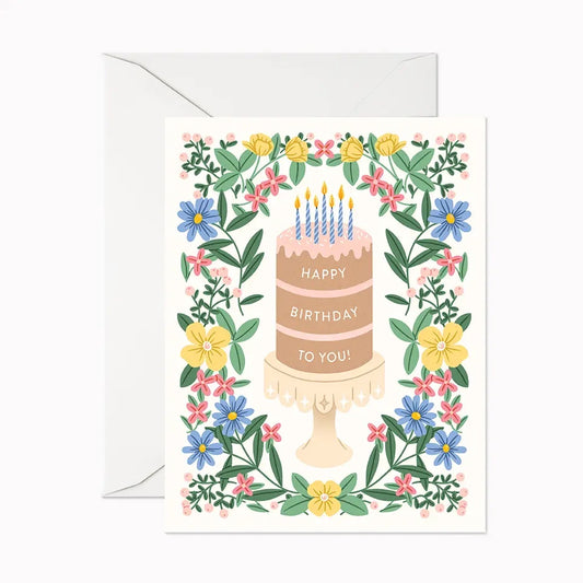 Linden Paper Birthday Card - Happy Birthday Cake, Made in Canada