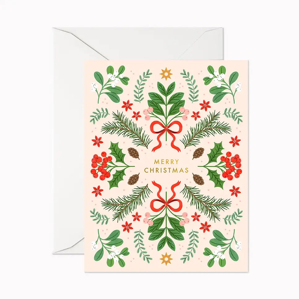 Linden Paper Holiday Card - Merry Christmas Berries, Made in Canada