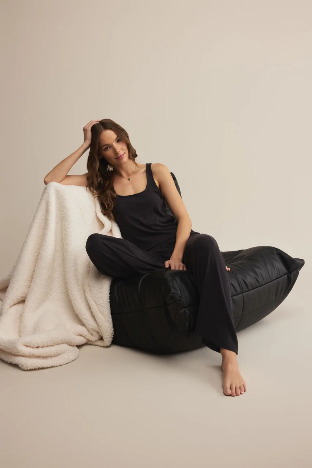Z Supply Luxe Starry Eyed Pant - Black Sand