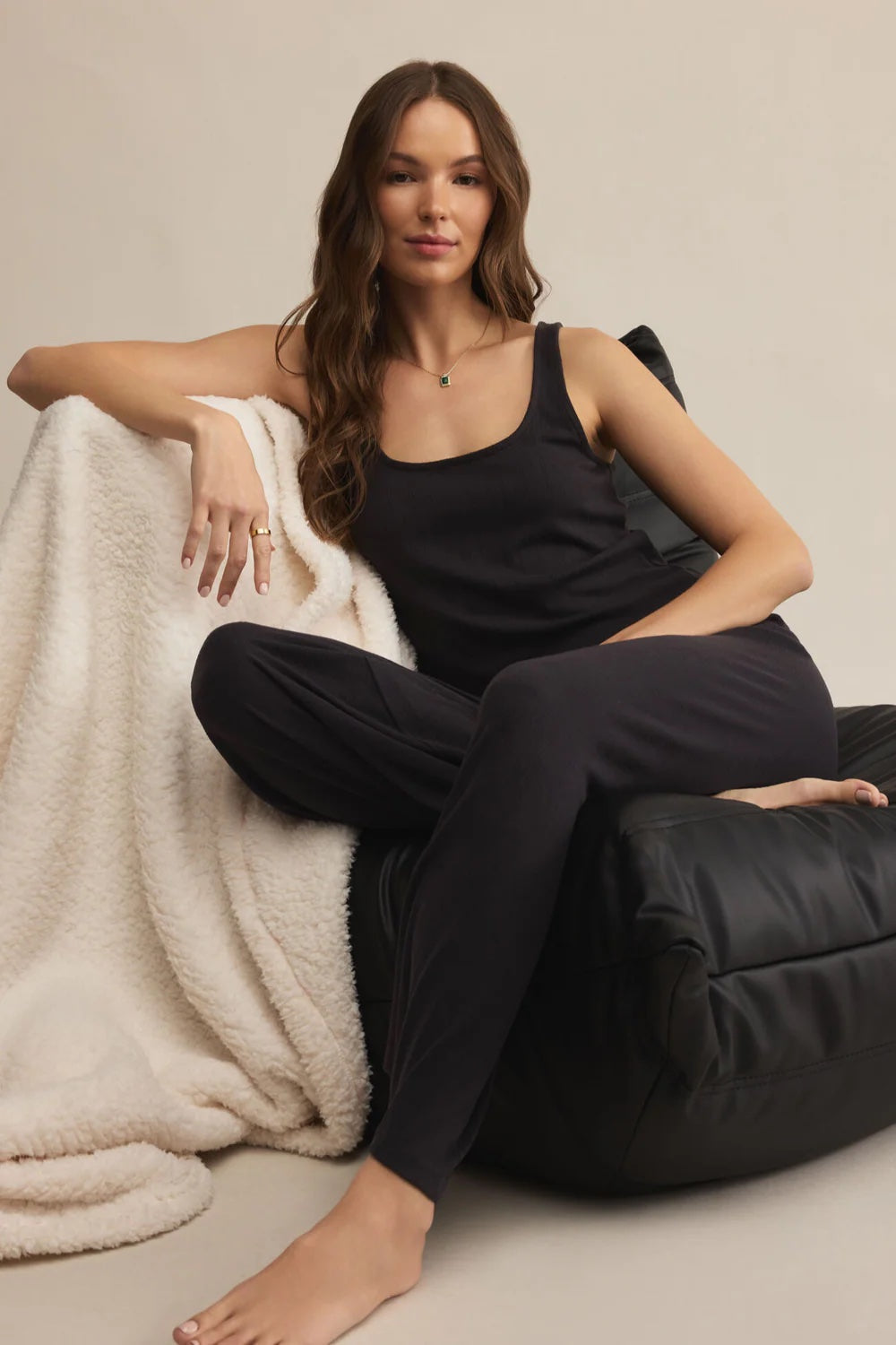 Z Supply Luxe Starry Eyed Pant - Black Sand