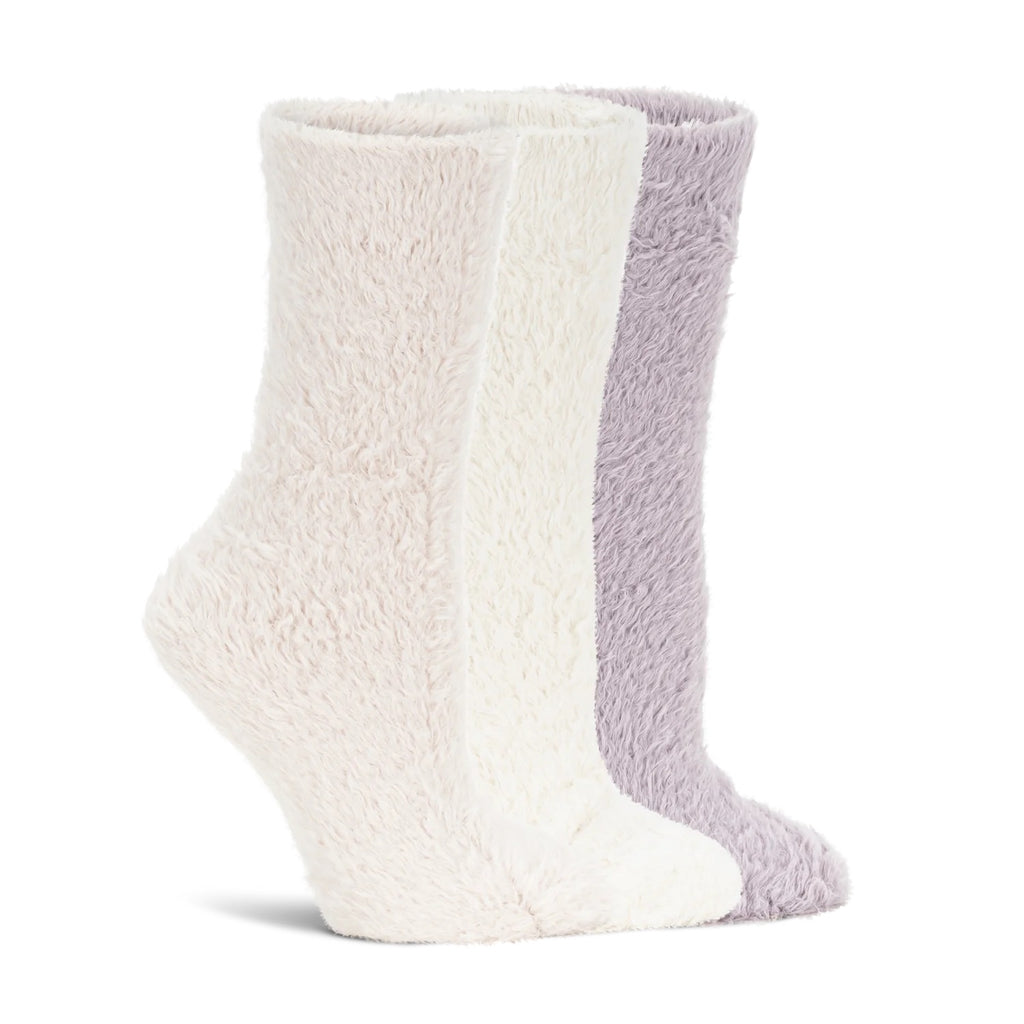 Lemon 3 Pack Women's Fur Cozy Crew Socks | Light Pastel Purple