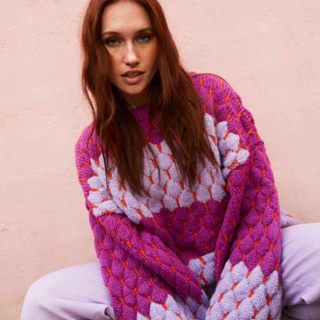 Cara & The Sky Marissa Bubble Stitch Stripe Jumper | Multi