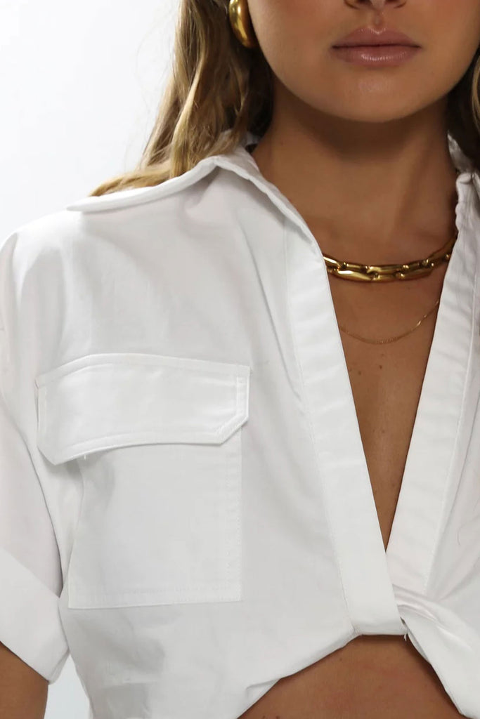 Madison the Label Ivana Twist Shirt | White, Designed in Australia