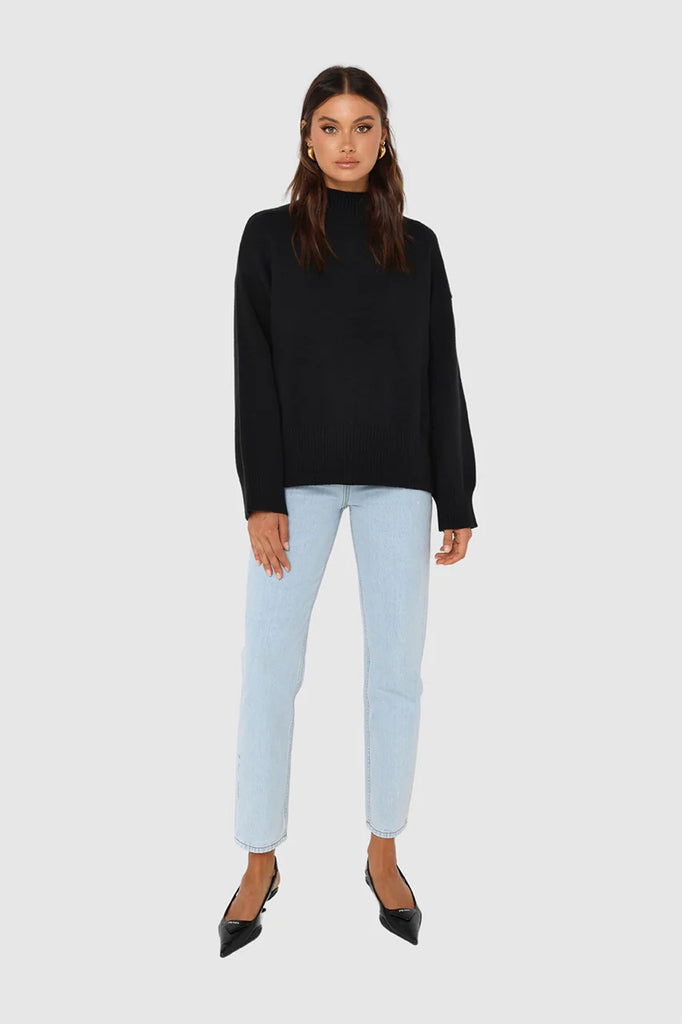 Madison the Label Sabrina Knit Sweater, Black | Designed in Australia