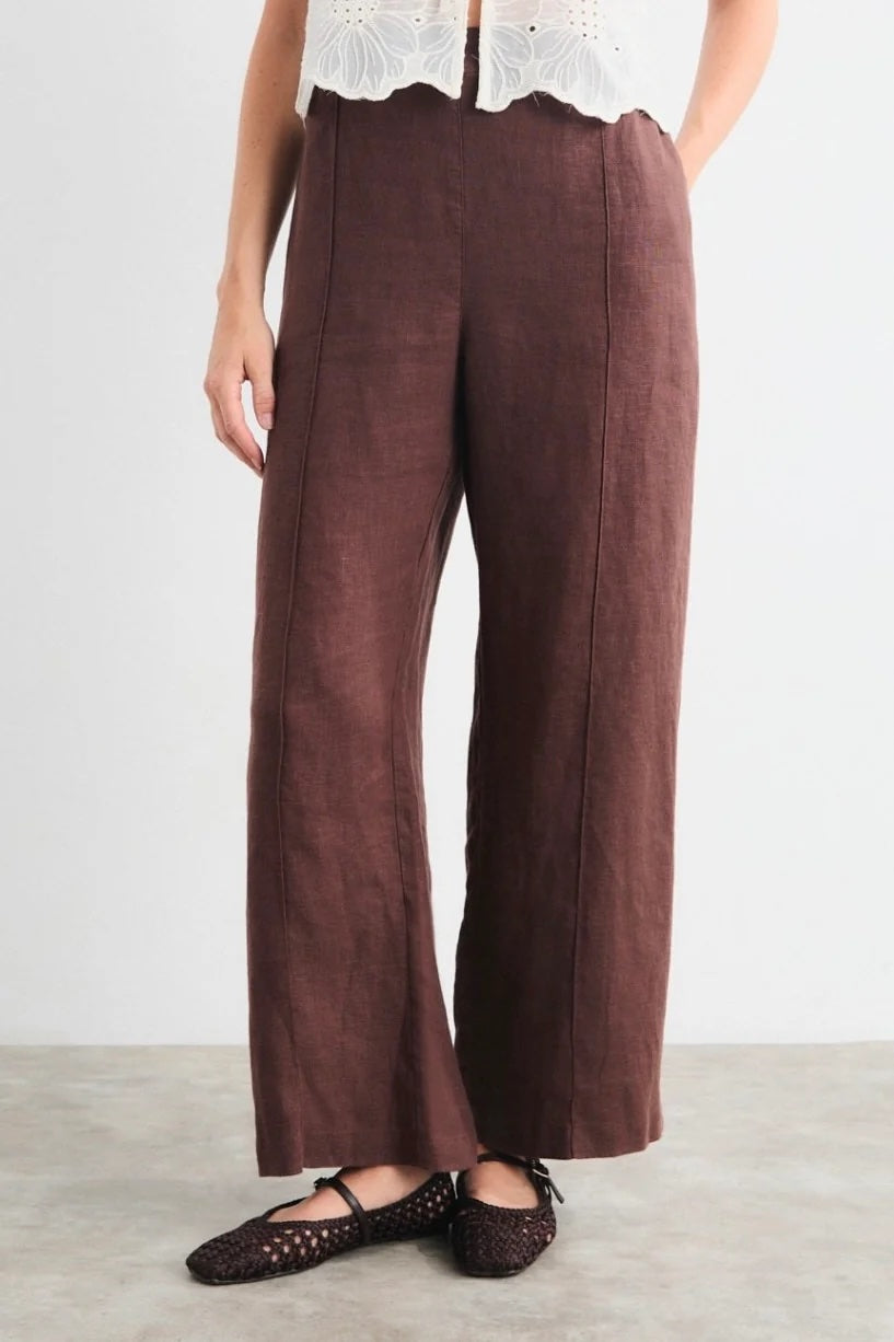 Aurora Linen Trouser - Brown
