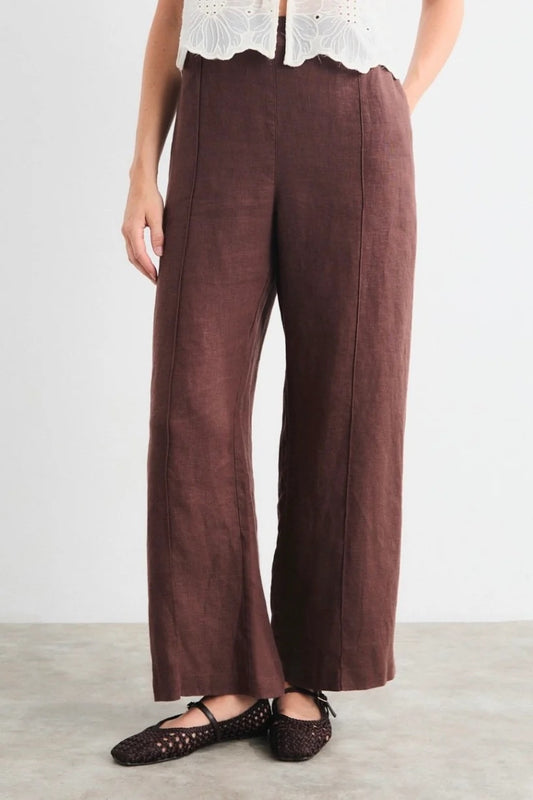 Aurora Linen Trouser - Brown