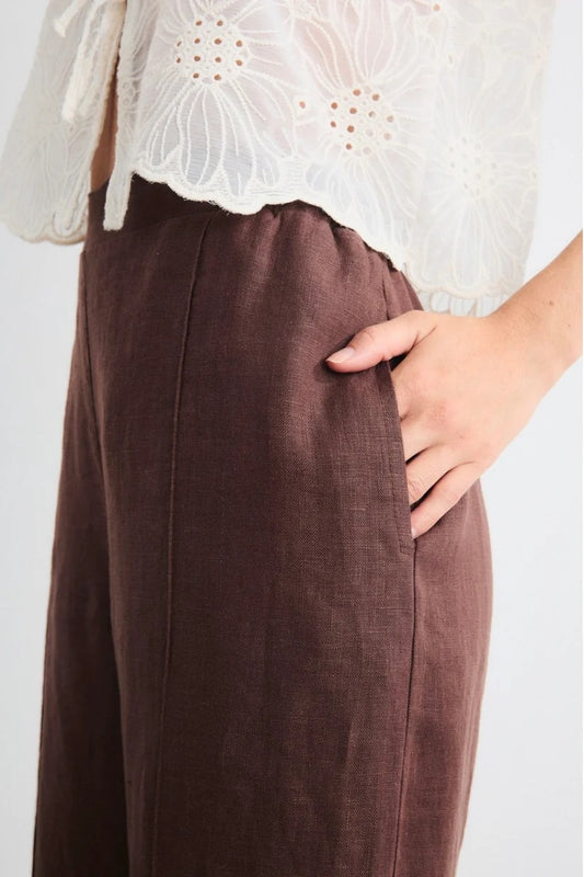 Aurora Linen Trouser - Brown