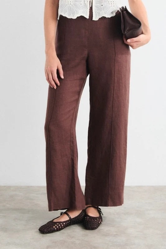 Aurora Linen Trouser - Brown