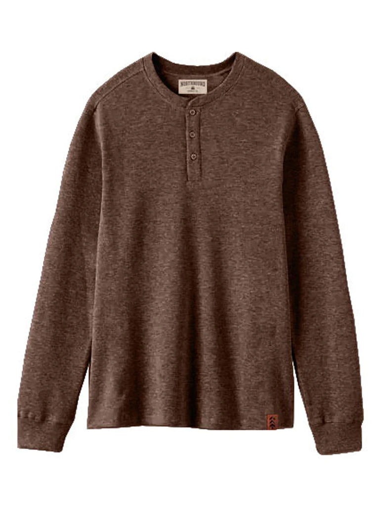 Northbound - Cabin Long Sleeve Waffle Henley - Brown Heather