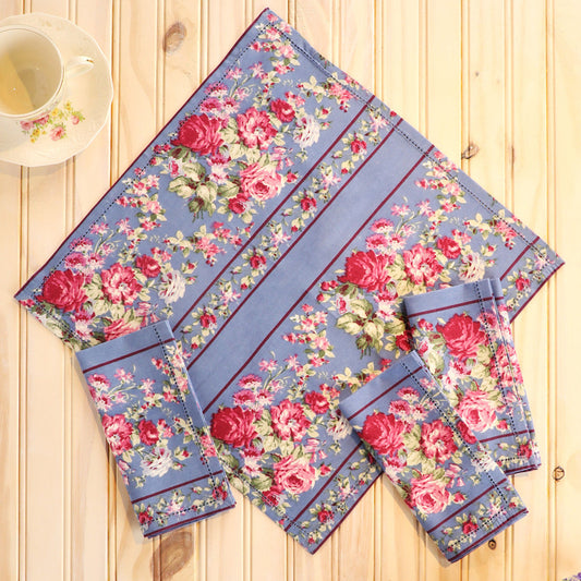 April Cornell Printed Napkins Set of 4 | Cottage Rose Wedgewood Blue