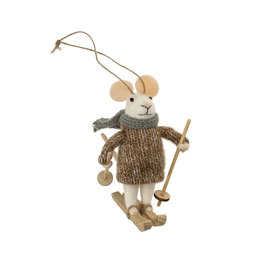 Felted Mouse Ornament - Off-Piste Octavia