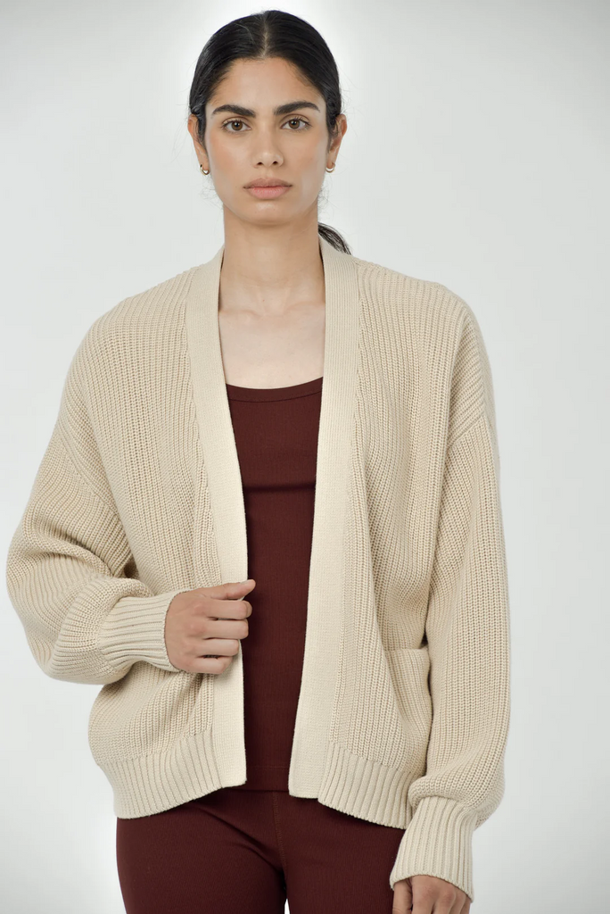 Paper Label Mali Cardigan | Vintage Oat, Designed in Canada